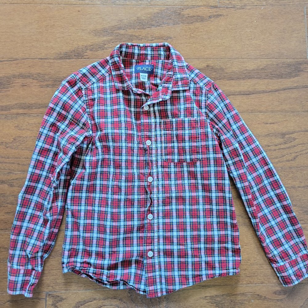 Red Plaid Children's Place Button Down - 7/8